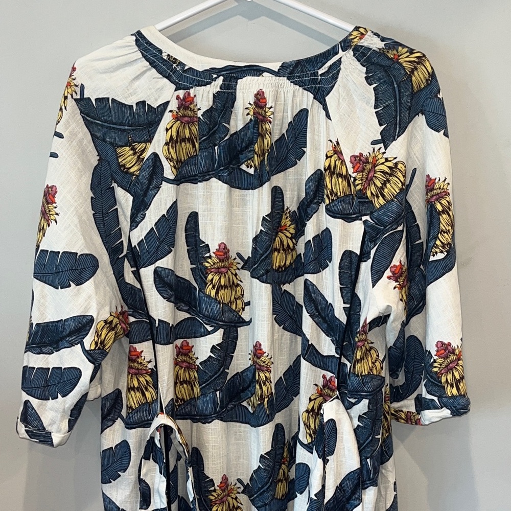 Desmond & Dempsey H&M Tropical White Blue Banana Leaf Dress Women’s Size M NWOT - Picture 9 of 12